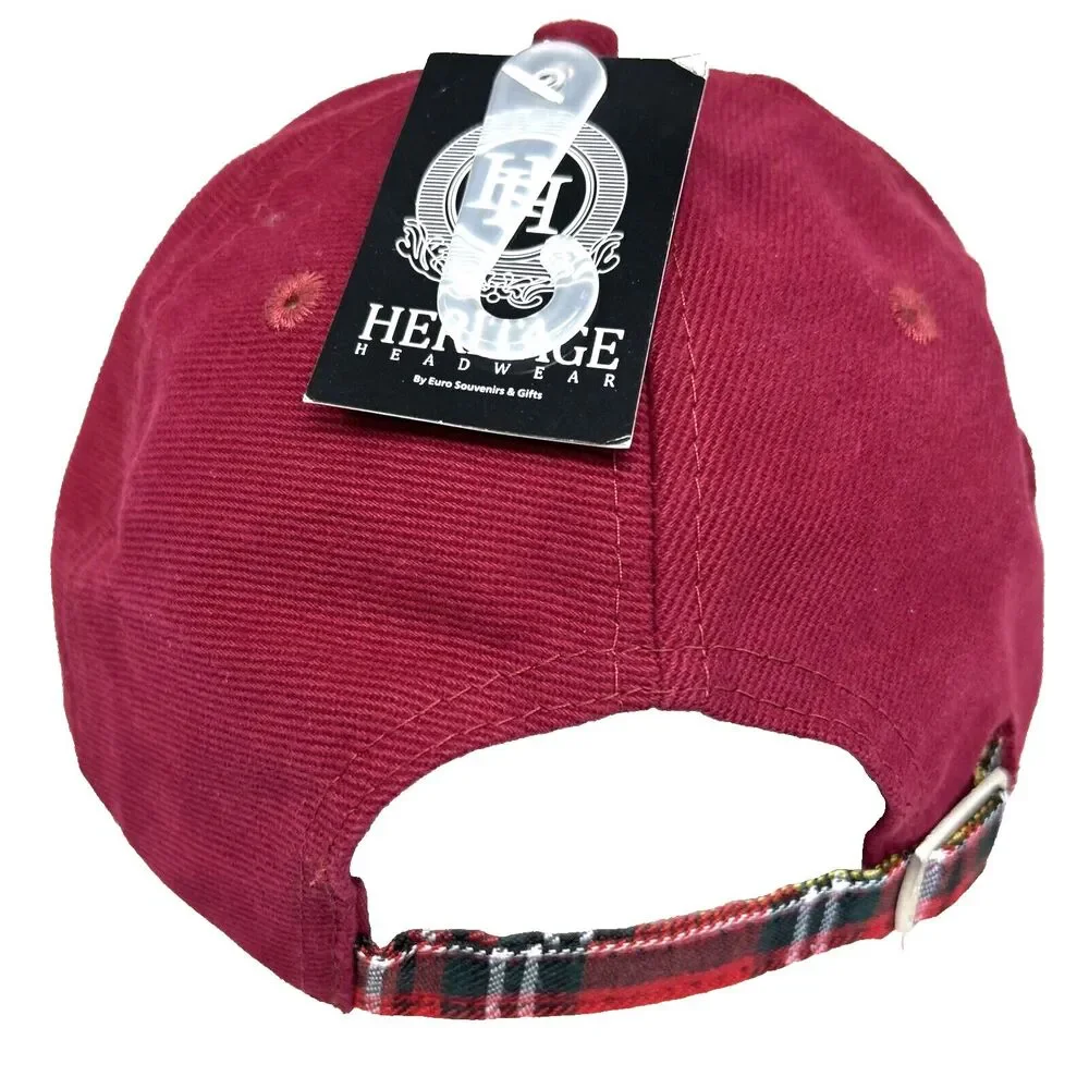 Heritage Scotland Golf Hat  One Size Burgandy Tartan Trim Mag Marker Tees New - Picture 4 of 11